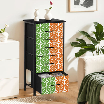 Art Deco Modern Green Grass and Tangerine Orange Stylish &amp; Functional 4-Drawer Dresser - Mid Century Modern Gal