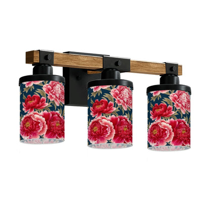 Chinoserie Blue Rose Floral Asian Inspired Vanity Light Fixture - Mid Century Modern Gal