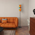 Retro Mod Orange, Teal, Vinyl Record Scene, Kitschy Mod Slim Floor Lamp - Mid Century Modern Gal
