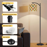 Mid Century Modern Scandinavian Floral Earth Tones Arc Floor Lamp - Mid Century Modern Gal