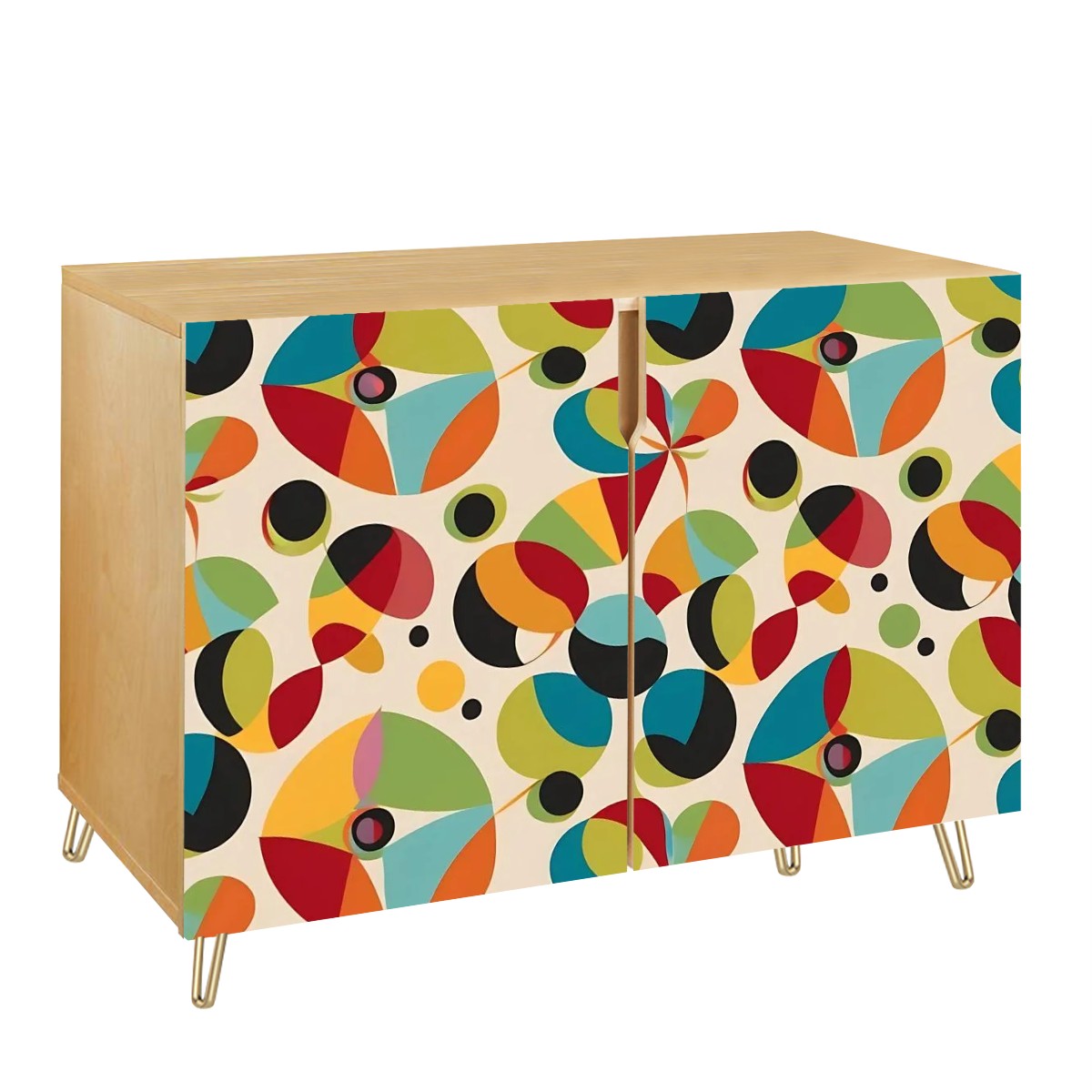 Mid Mod Retro Groovy Orbs, Abstract, Mid Century Modern Sideboard, Credenza, Bar, TV Cabinet - Mid Century Modern Gal