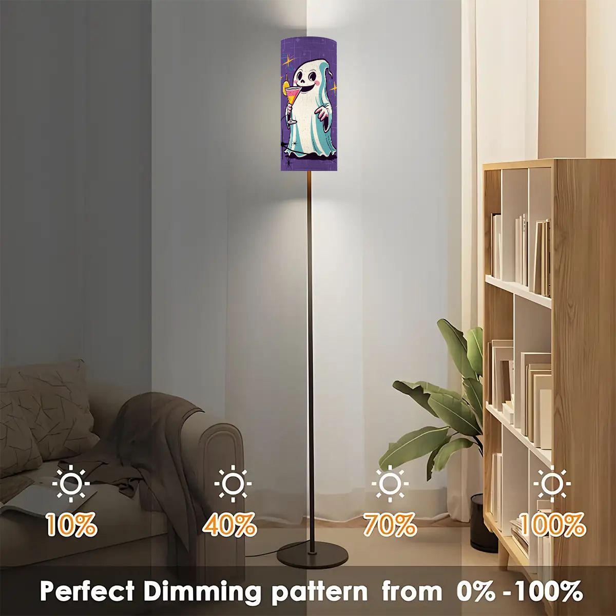 Retro Kitsch Ghost And Cocktail Hour, Mid Century Modern, Purple Aqua Starbursts, Floor Lamp - Mid Century Modern Gal