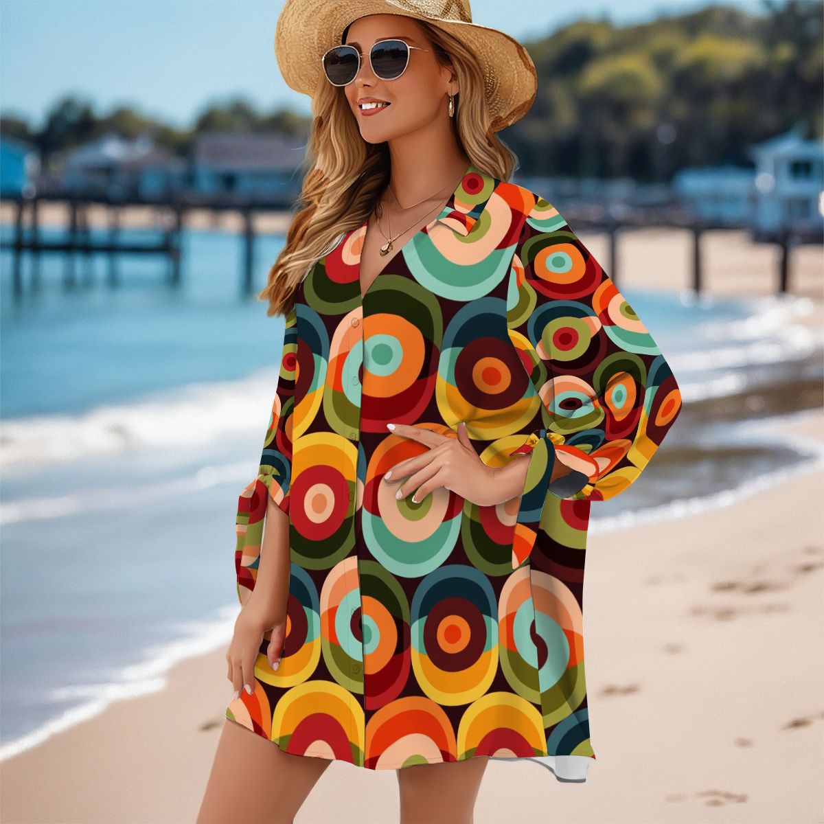 Retro Summer Groovy Mod Cover Up Women&