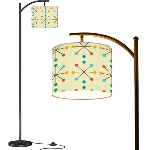 Atomic 50s Clock Starburst Designed Arc Mid Century Modern Floor Lamp
