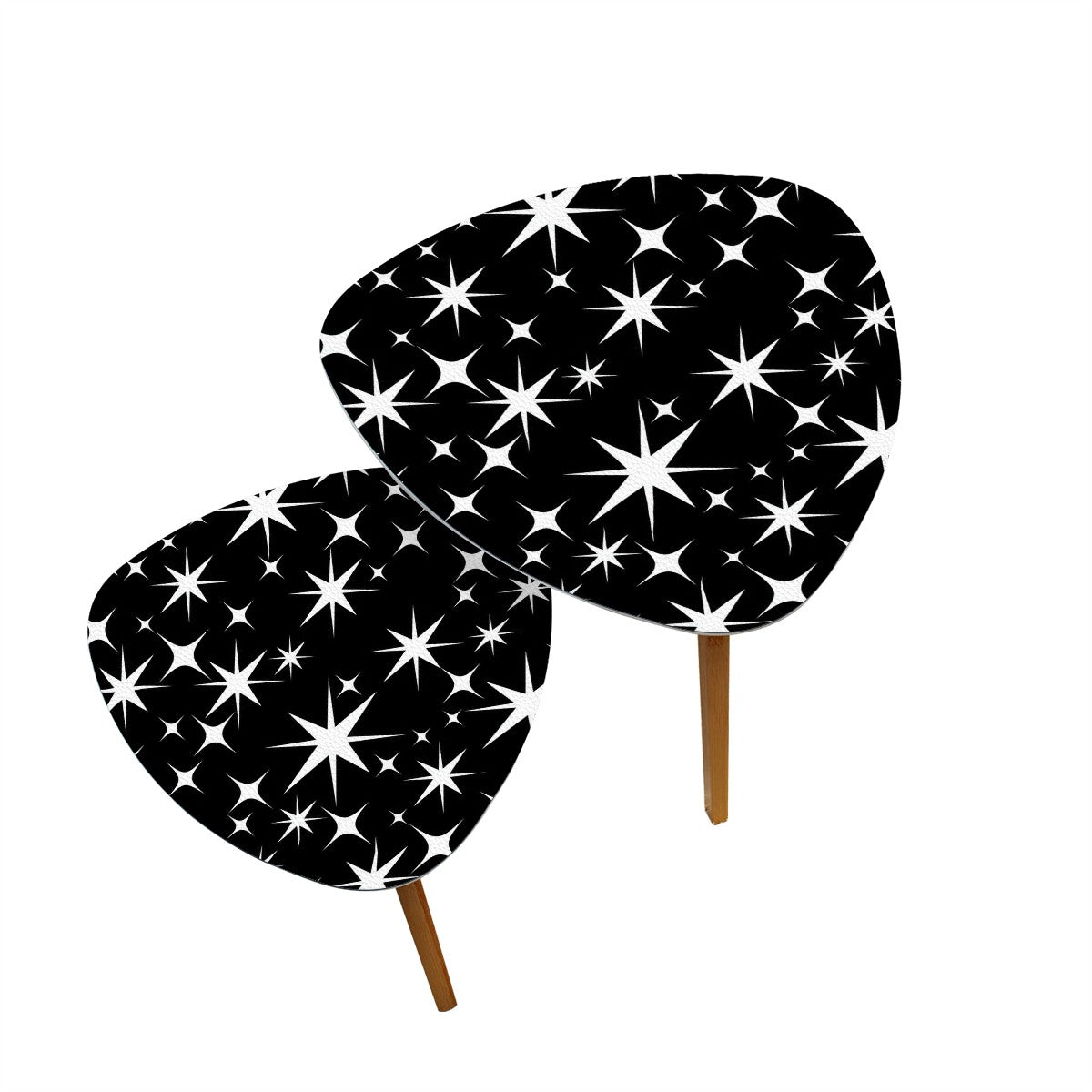 Atomic Starburst Black White Mid Century Modern Nesting Tables - Mid Century Modern Gal