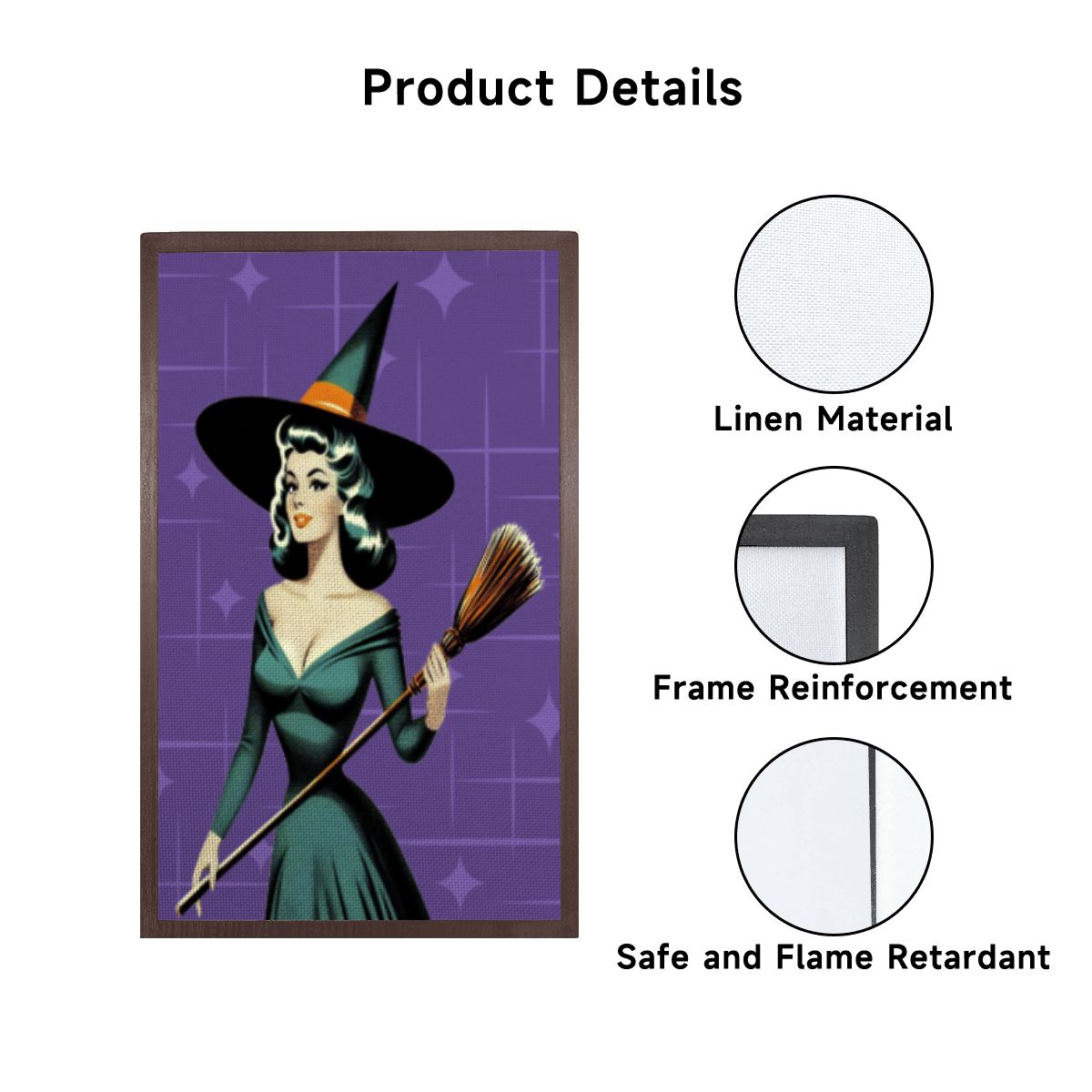 Mid Century Modern Vintage Pin Up Witch Purple Teal Halloween Lampshade for Floor Lamp with Shelves - Lampshade Only - Mid Century Modern Gal