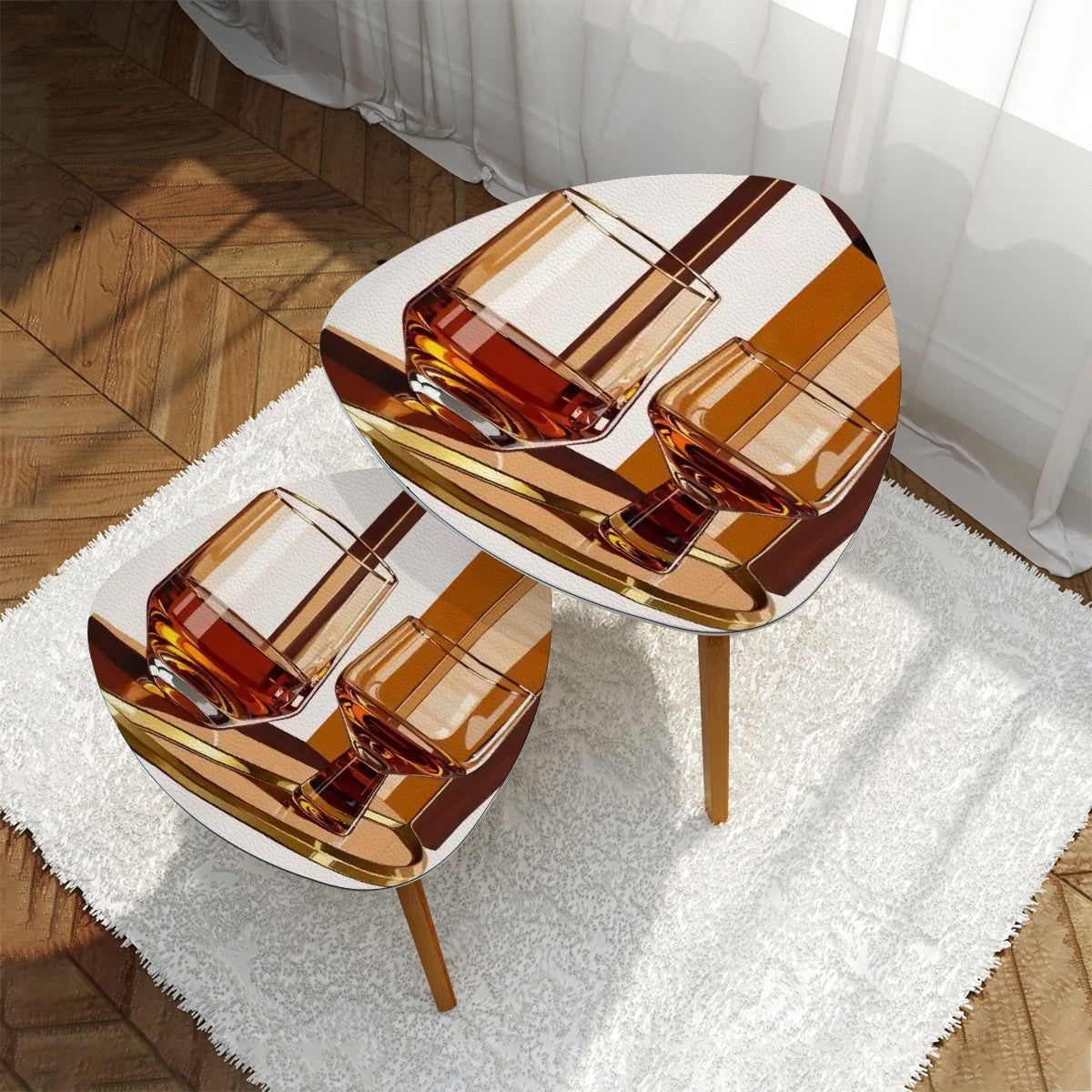 Bourbon Whisky Mid Century Modern Nesting Tables - Mid Century Modern Gal
