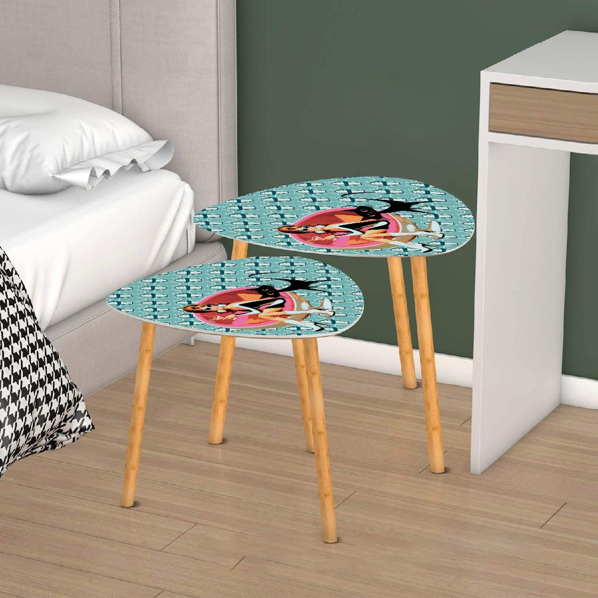 Mid Century Modern Barware Nesting Tables, Atomic Martini, Mod Gal And Atomic Cat Designed - Mid Century Modern Gal
