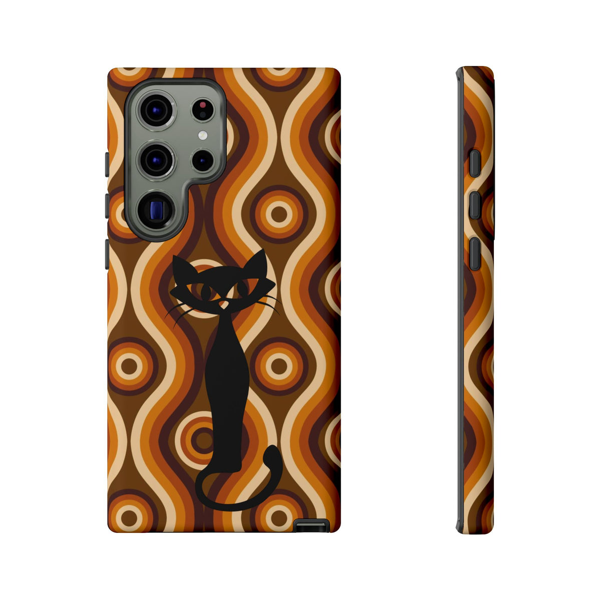 Retro Phone Case, Groovy Brown, Atomic Kitsch Cat Tough Smart Phone Cases