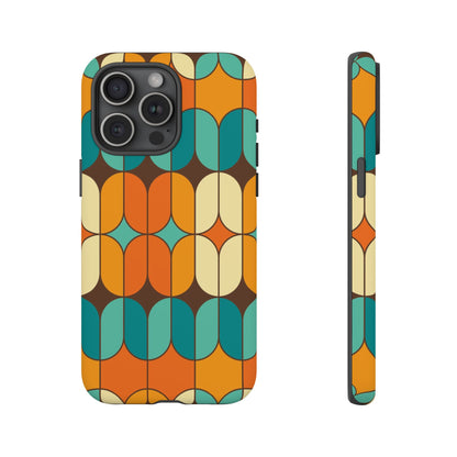 Mid Century Modern Orange, Teal Geometric Mod Designed Tough Phone Case