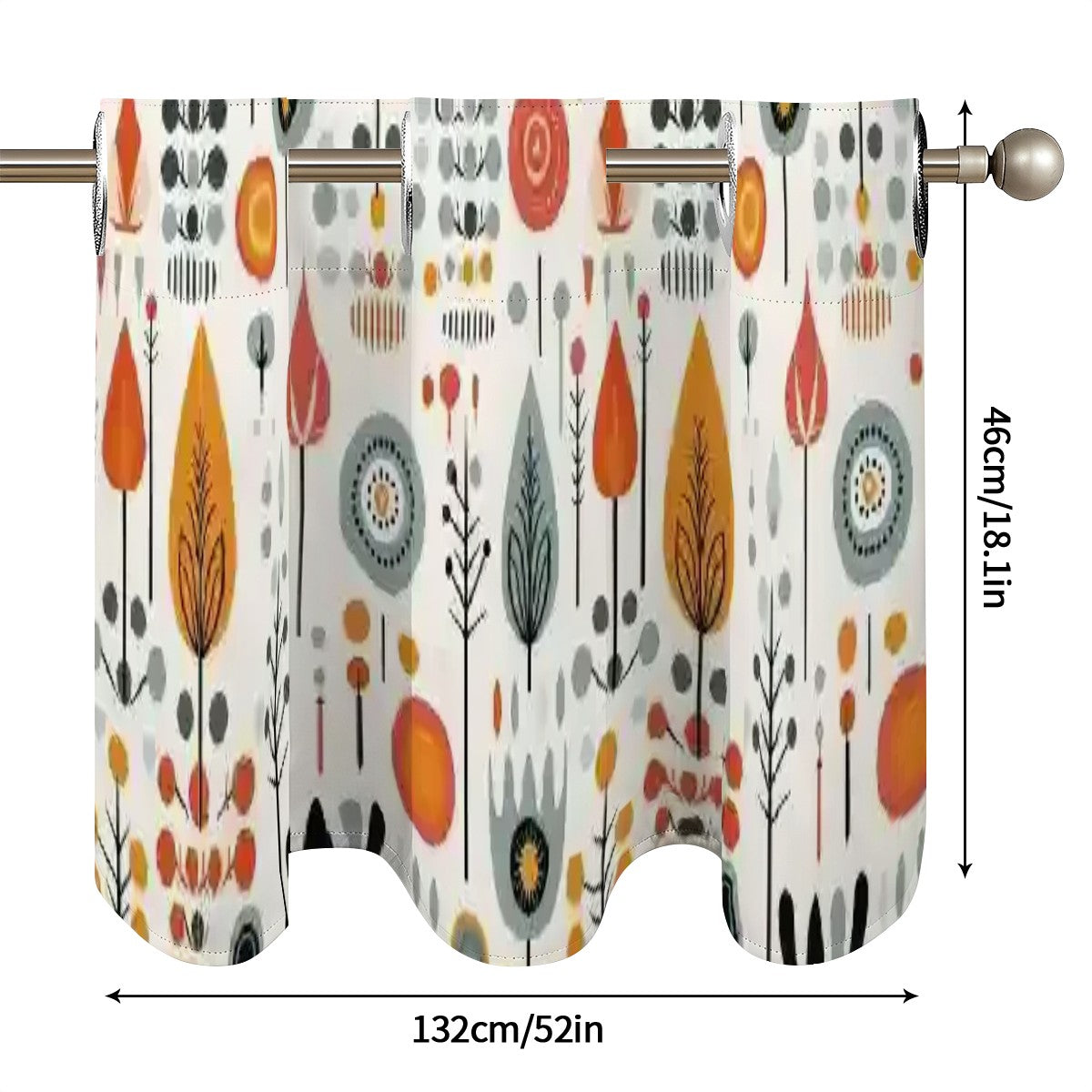 Modern Danish Scandinavian Floral Retro Mod Valance Curtains - Mid Century Modern Gal