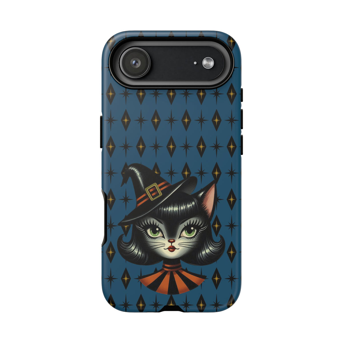 Vintage Halloween Black Cat Sexy Sexton Mid Century Modern Blue Tough Phone Case