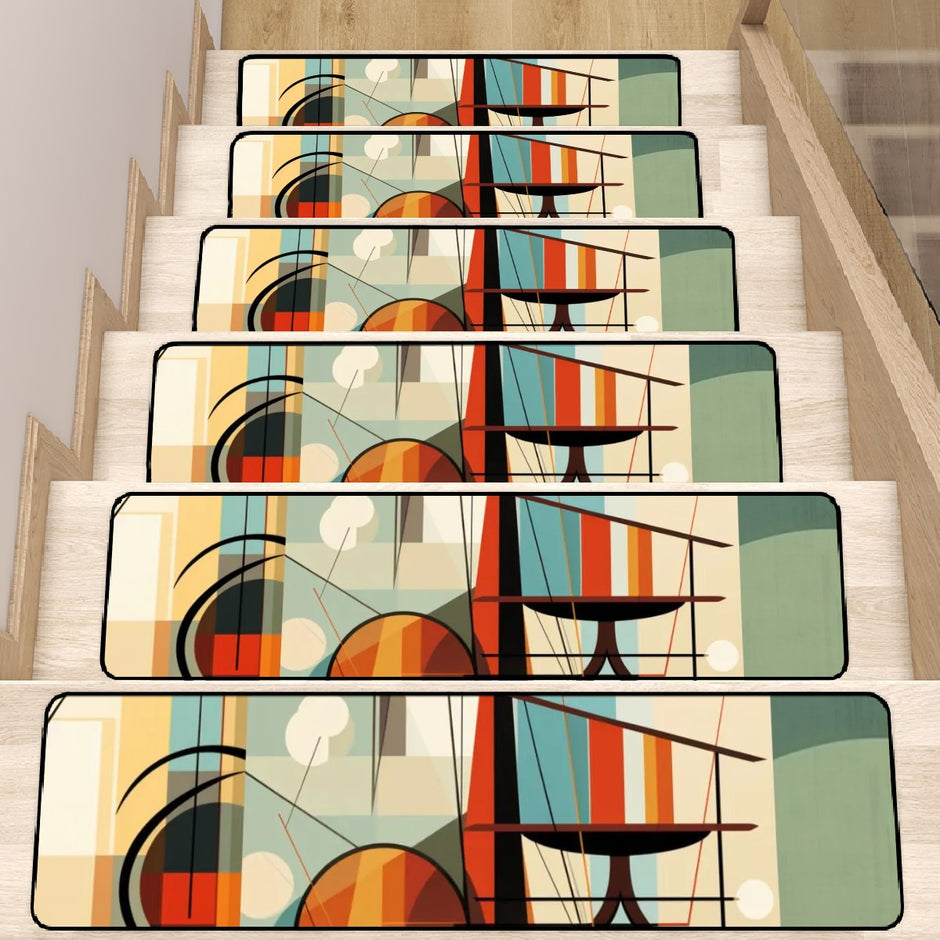 Mid Century Modern Peel And Stick Designed Stair Risers And Treads ...