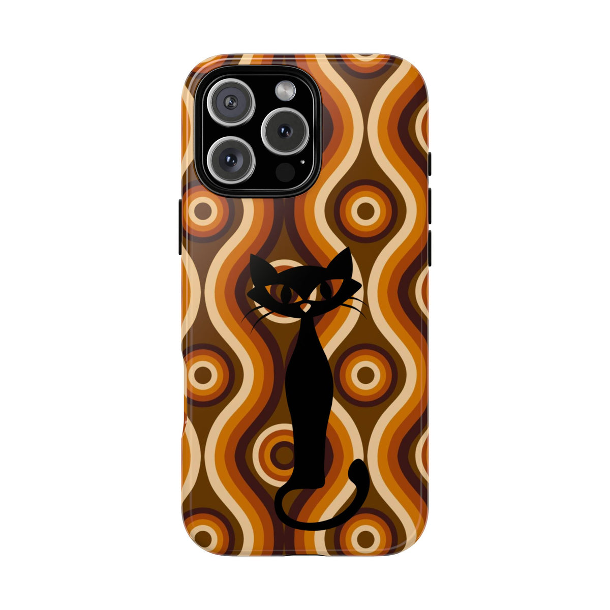 Retro Phone Case, Groovy Brown, Atomic Kitsch Cat Tough Smart Phone Cases