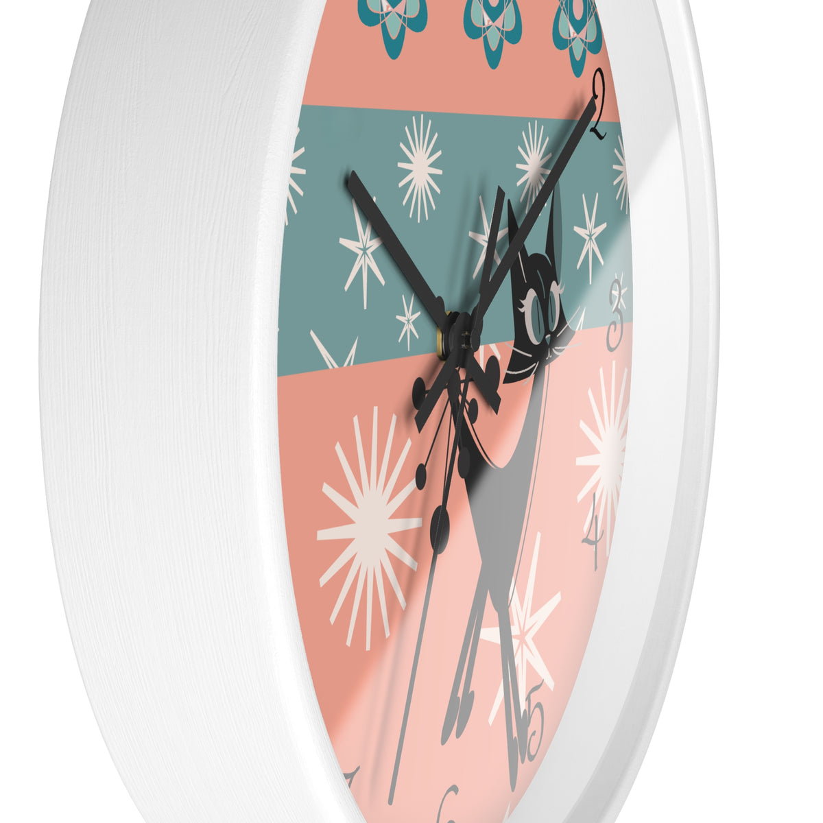 Atomic Cat Wall Clock, Mid Century Modern Kitschy 50s Style, Livingroom, Bedroom, Kitchen MCM Wall Clock - Mid Century Modern Gal