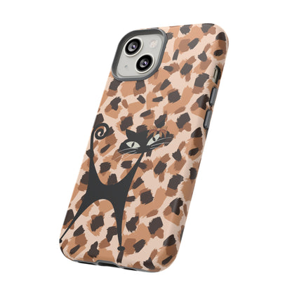 Mid Century Modern Atomic Cat, Animal Print Kitschy Trendy Smart Phone Tough Cases