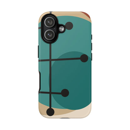 Mid Century Mod, Geometric, Retro Beige Teal Blue, Smart Phones Tough Phone Cases