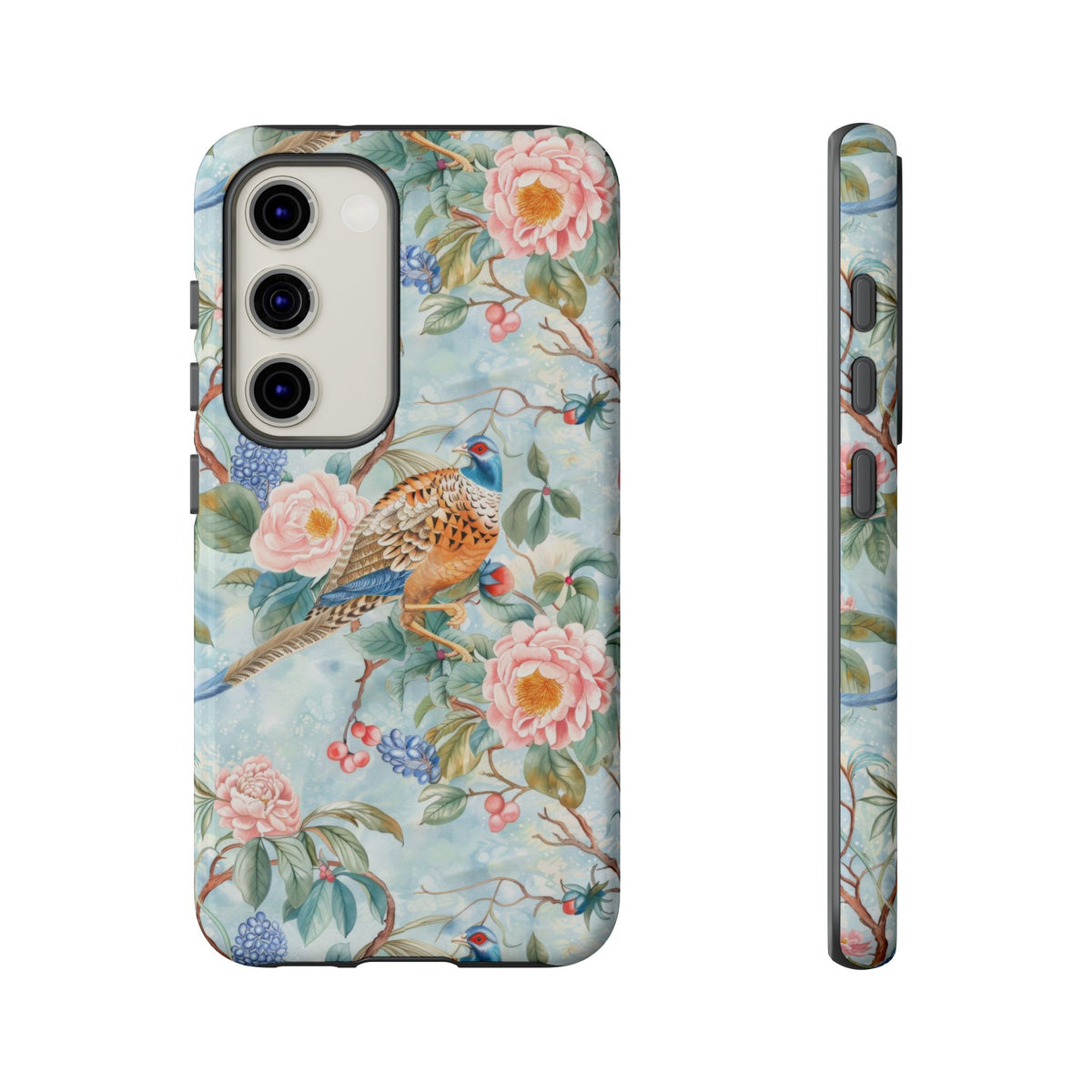 Chinoiserie Designed Floral Pheasant Phone Case with Bird Design