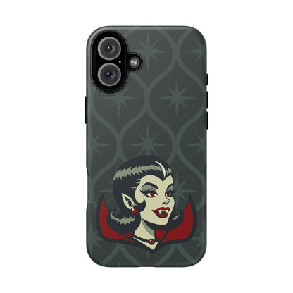Vampire Dracula Girl Halloween Goth Horror Buff MCM Green Tough Phone Case