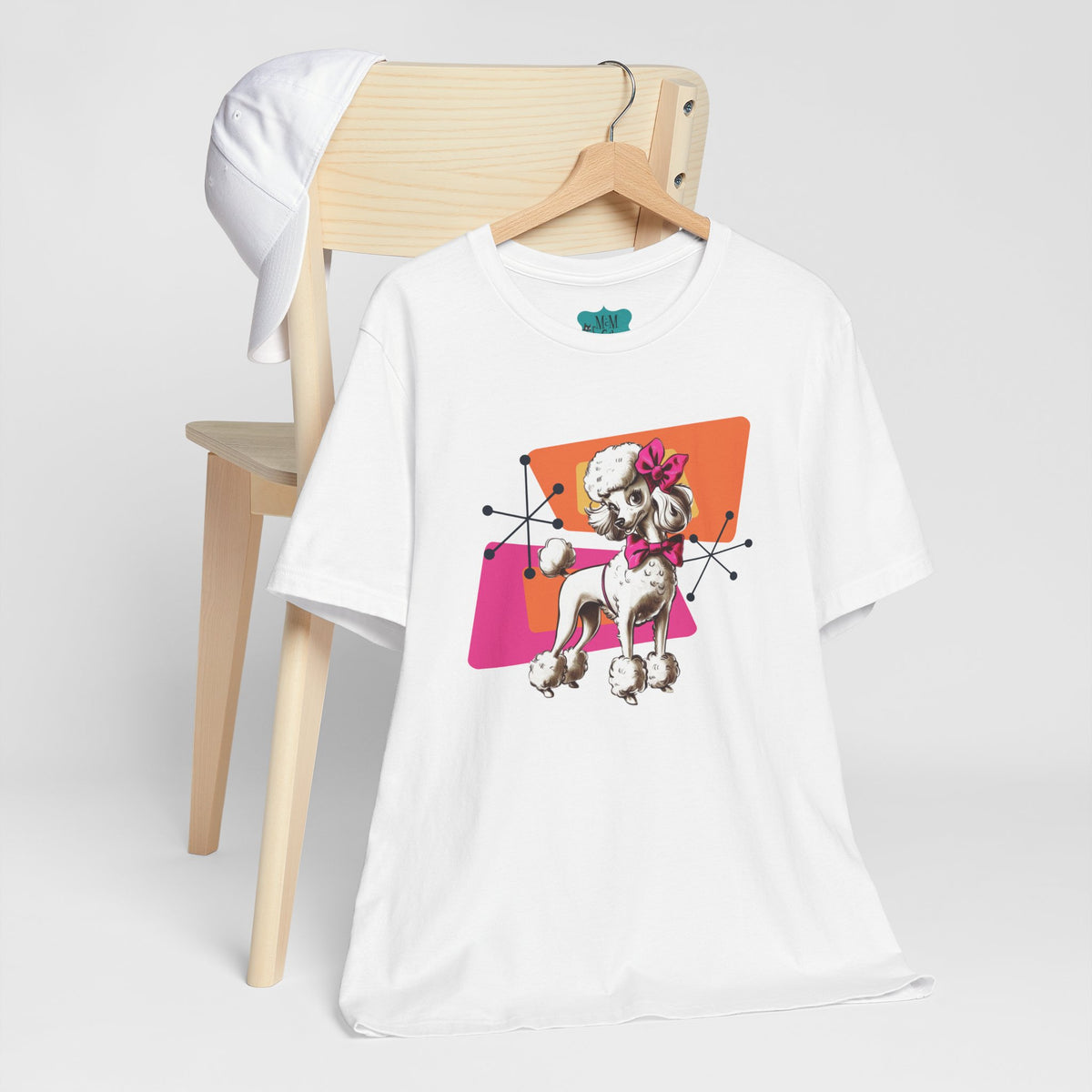 50s Poodle Kitschy Playful Kitschy Mod- Fun Unisex Jersey Short Sleeve T-Shirt - Mid Century Modern Gal