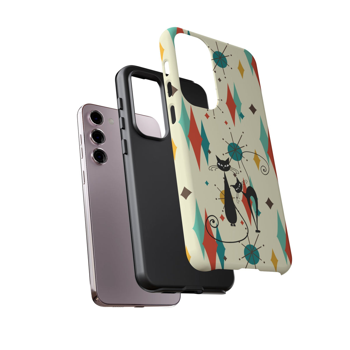 Atomic Kitty Cat, Mid Mod Franciscan Pattern, Kitsch Tough Phone Cases