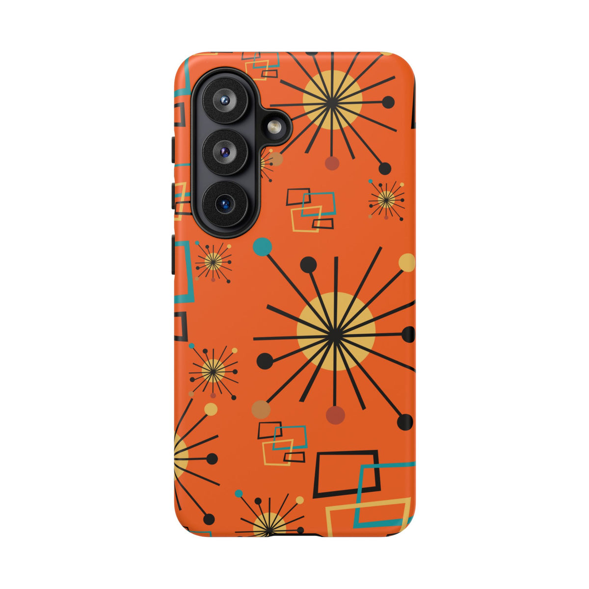 Mid Century Modern Sinatra Orange, Starburst, Geometric Funky Fun Tough Phone Case