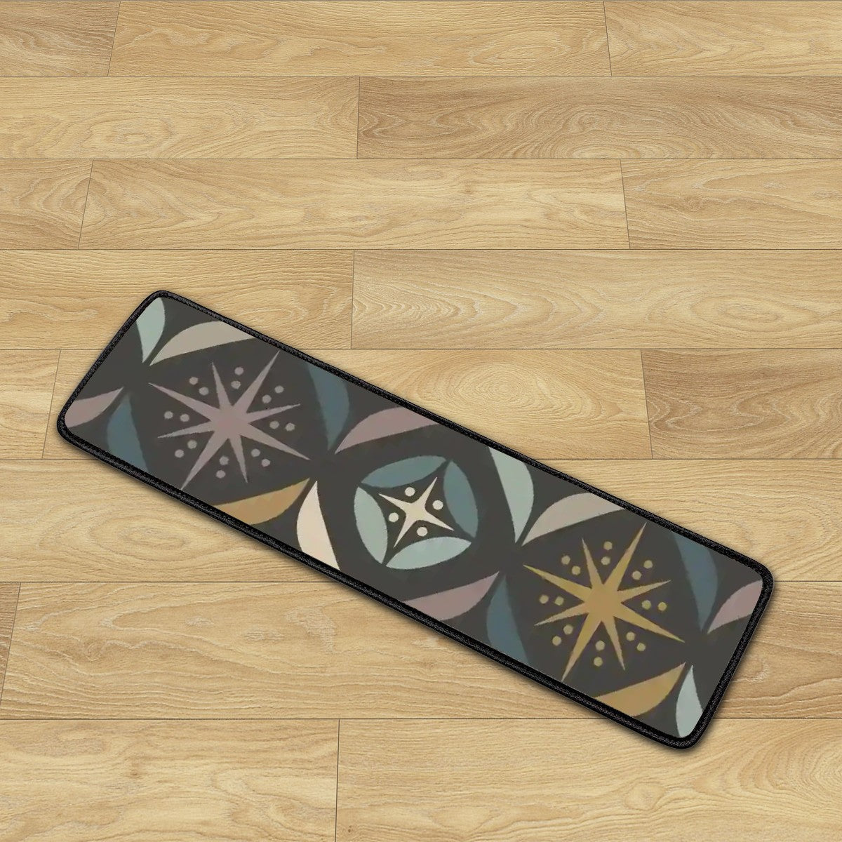 Mid Century Modern Elegant Gray Geometric Starburst Non Slip Carpet for Stairs Treads - Mid Century Modern Gal