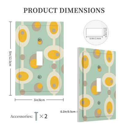 Retro Mid Mod Mint Green Yellow Orbs Geometric Designed Modern Switch Cover - Mid Century Modern Gal