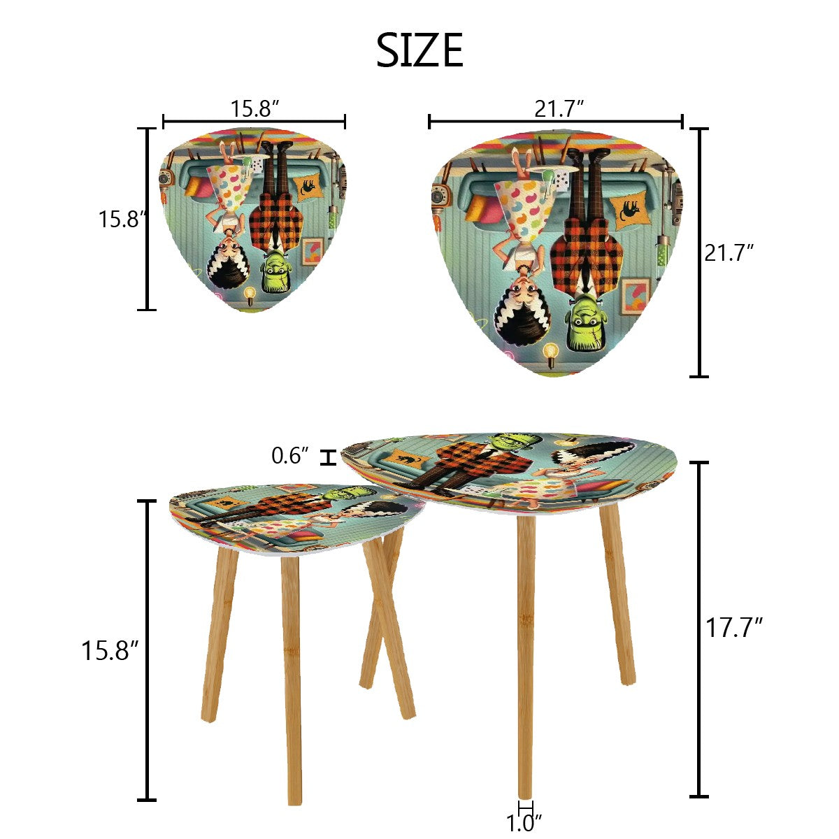 Frankenstein And Bride Retro Mod Vibes Mid Century Modern Nesting Tables - Mid Century Modern Gal
