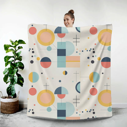 Bauhaus Designed Mid Mod Geometric Retro Sherpa Blanket