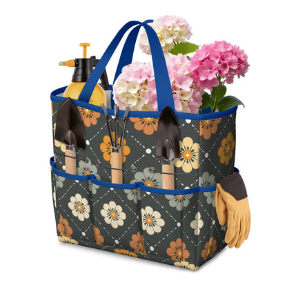 Scandinavian Floral, Mustard Yellow, Gray Mid Century Modern Garden Tool Bag - Mid Century Modern Gal