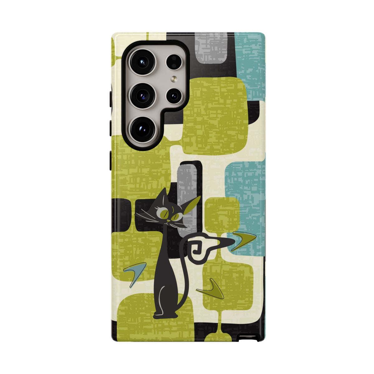 Mid Century Modern Geometric Kitschy Cat, Boomerang Retro Smart Phone Tough Cases
