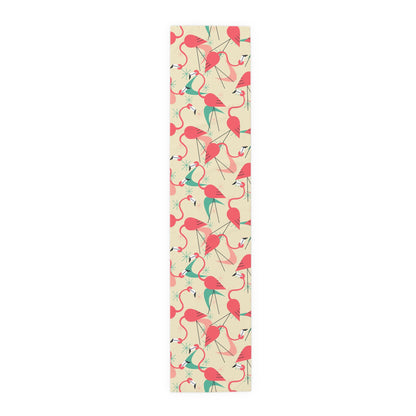 Retro Kitschy Tropical Flamingo Summer Vibes, Palm Spring California Table Runner for Summer Parties &amp; Home Decor - Mid Century Modern Gal