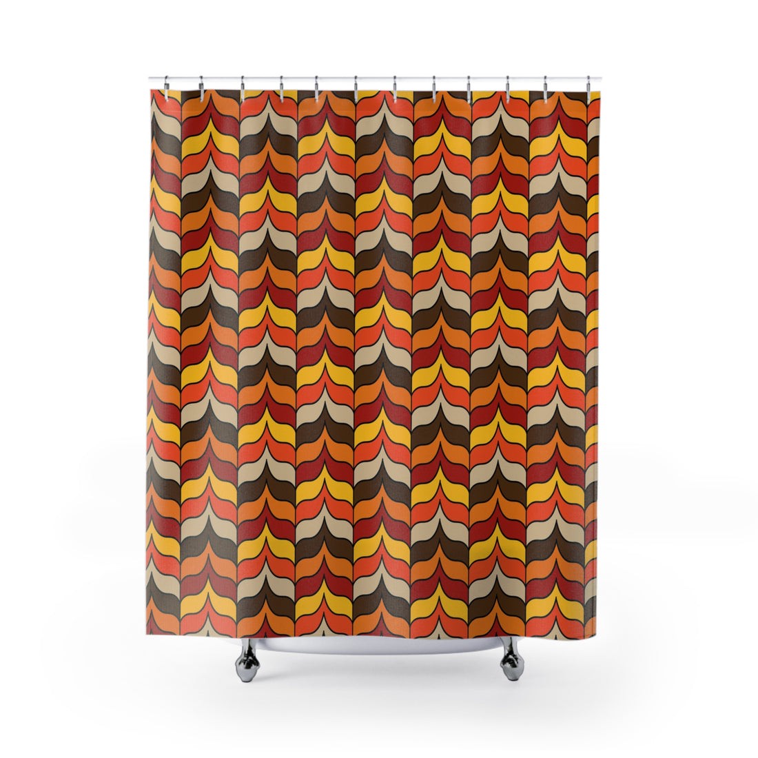 Retro 70s Scandinavian Design, Groovy Wave Mid Century Modern Shower Curtain - Mid Century Modern Gal