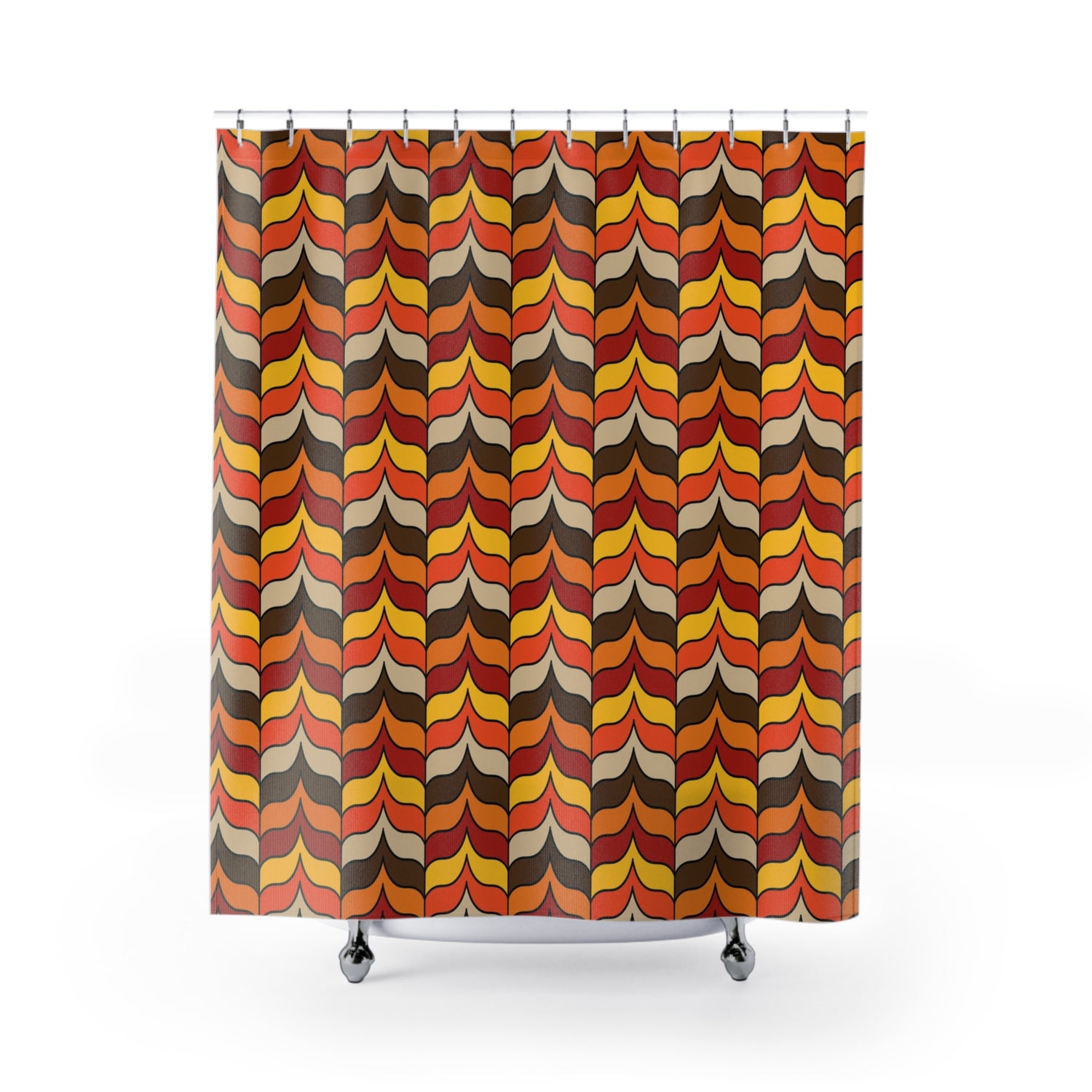 Retro 70s Scandinavian Design, Groovy Wave Mid Century Modern Shower Curtain - Mid Century Modern Gal