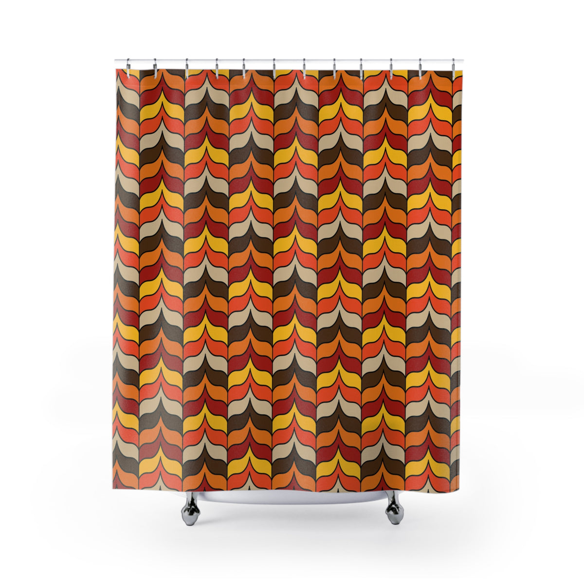 Retro 70s Scandinavian Design, Groovy Wave Mid Century Modern Shower Curtain - Mid Century Modern Gal