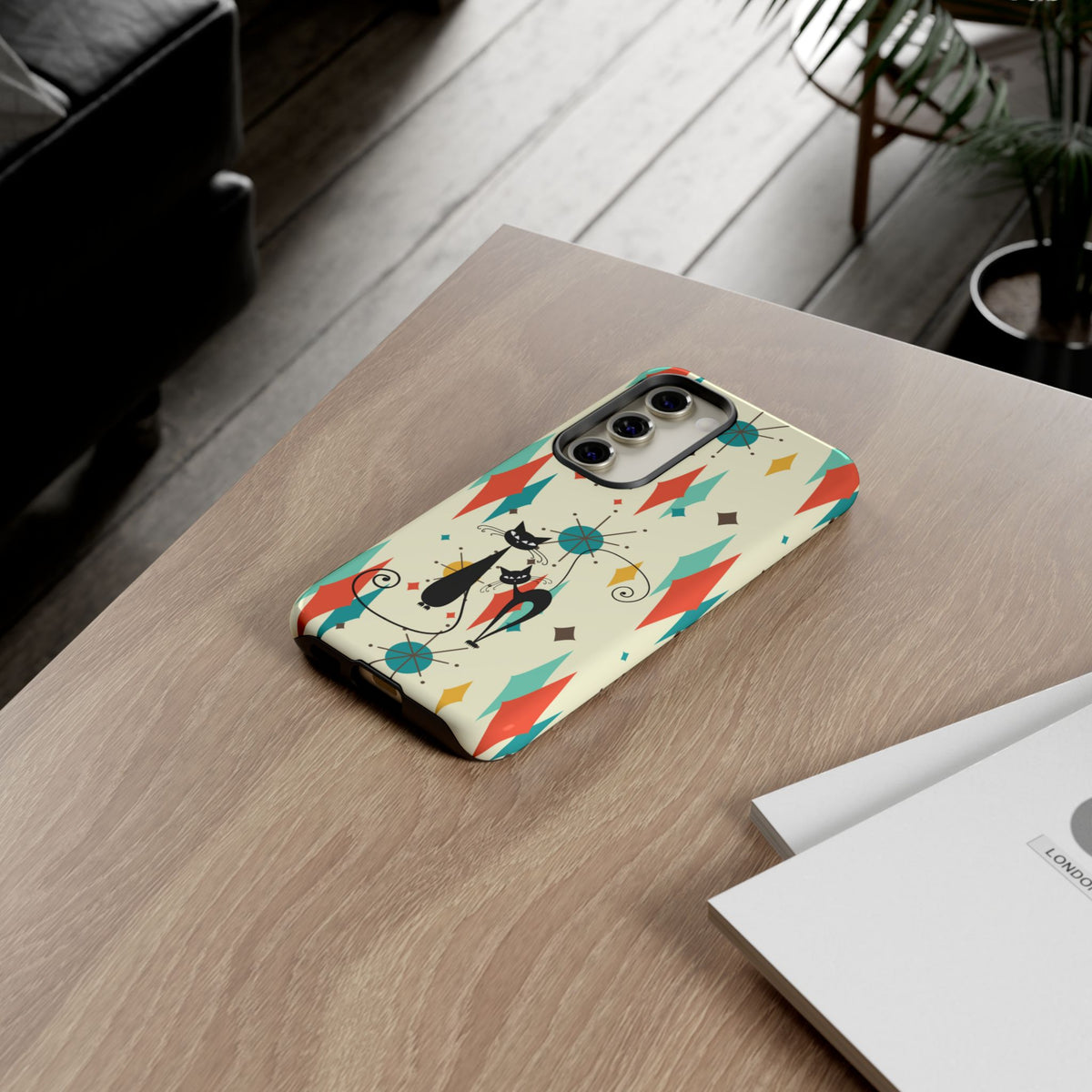 Atomic Kitty Cat, Mid Mod Franciscan Pattern, Kitsch Tough Phone Cases
