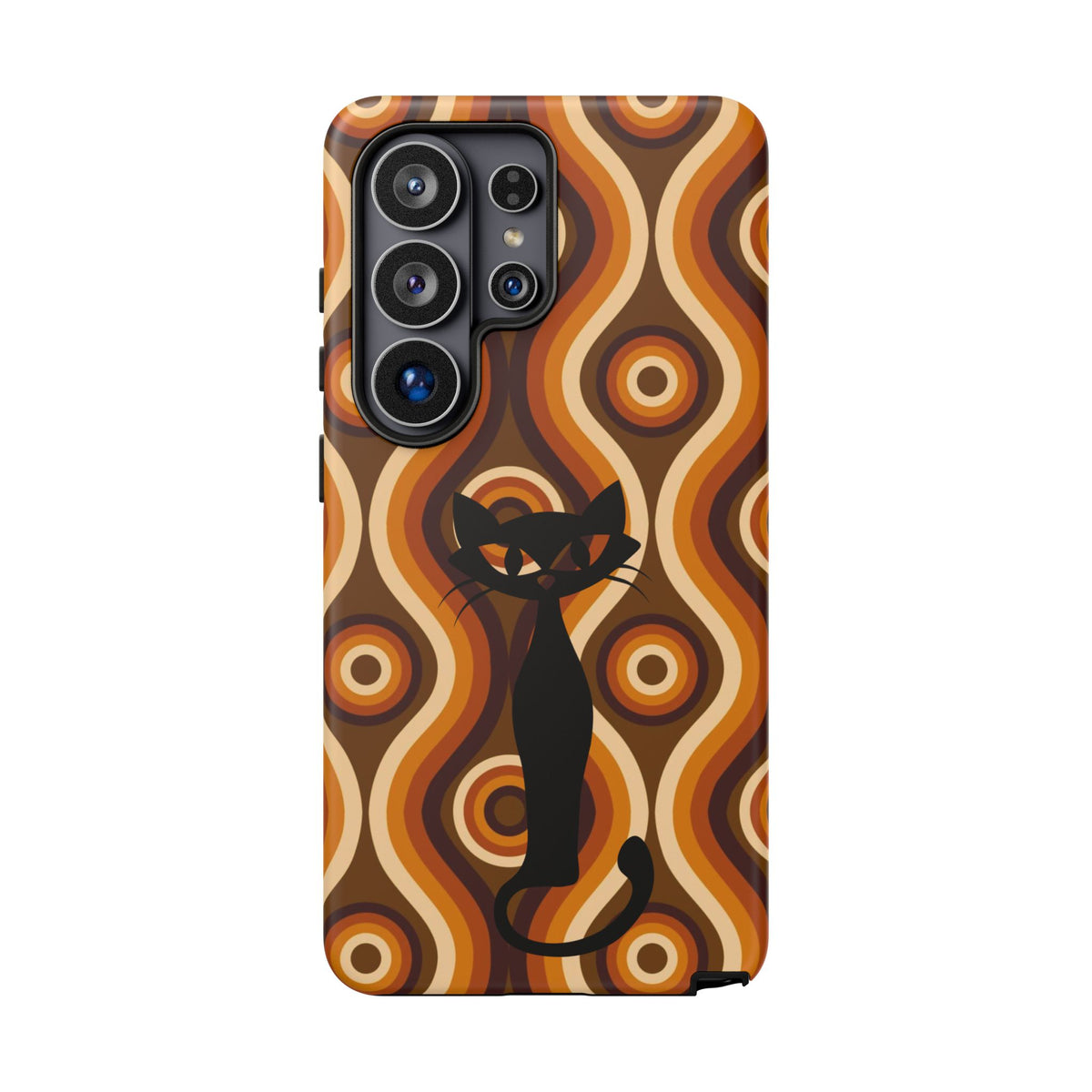 Retro Phone Case, Groovy Brown, Atomic Kitsch Cat Tough Smart Phone Cases