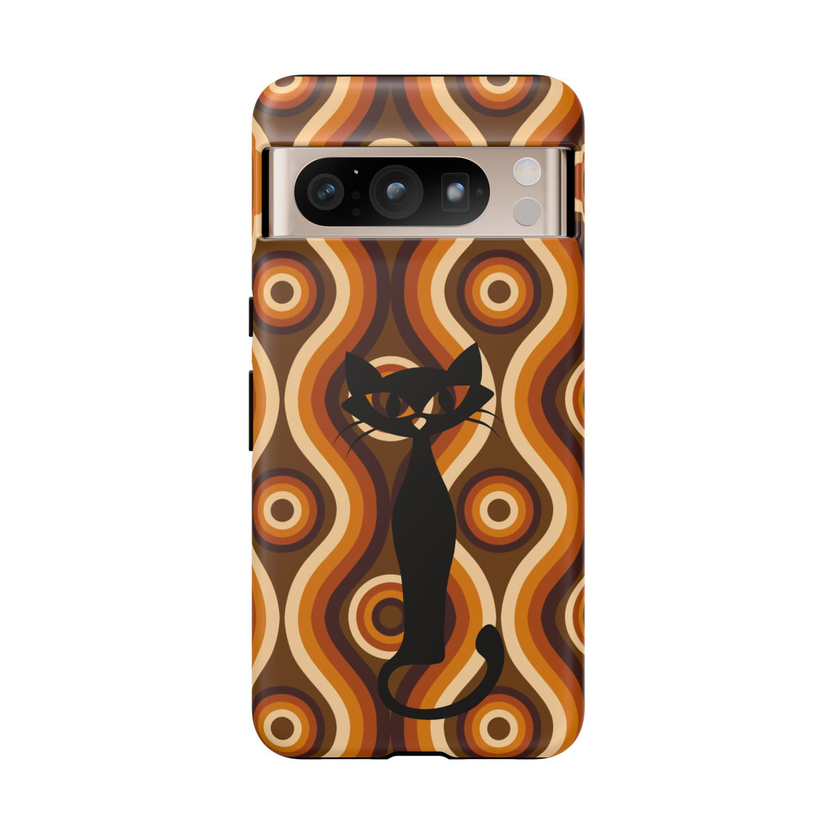 Retro Phone Case, Groovy Brown, Atomic Kitsch Cat Tough Smart Phone Cases