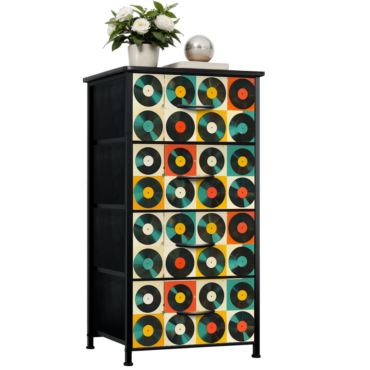 Retro Records, Groovy Mod 4-Drawer Dresser - Mid Century Modern Gal