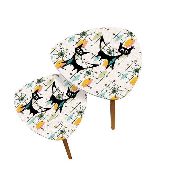 Atomic Cat Mid Century Modern Starburst, Retro Nesting Tables
