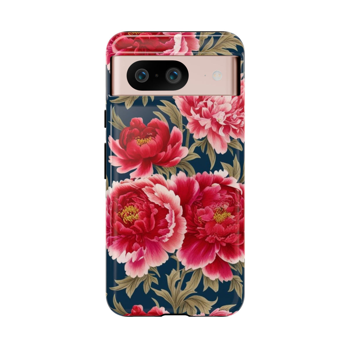 Chinoiserie Royal Blue Pink, Red Roses And Peony Floral Tough Phone Case