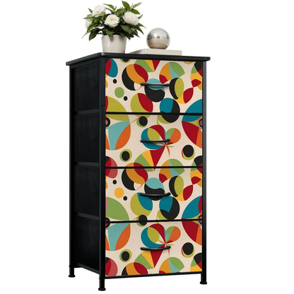 Retro Groovy Orb Abstract Designed Mid Century Modern 4-Drawer Dresser - Mid Century Modern Gal