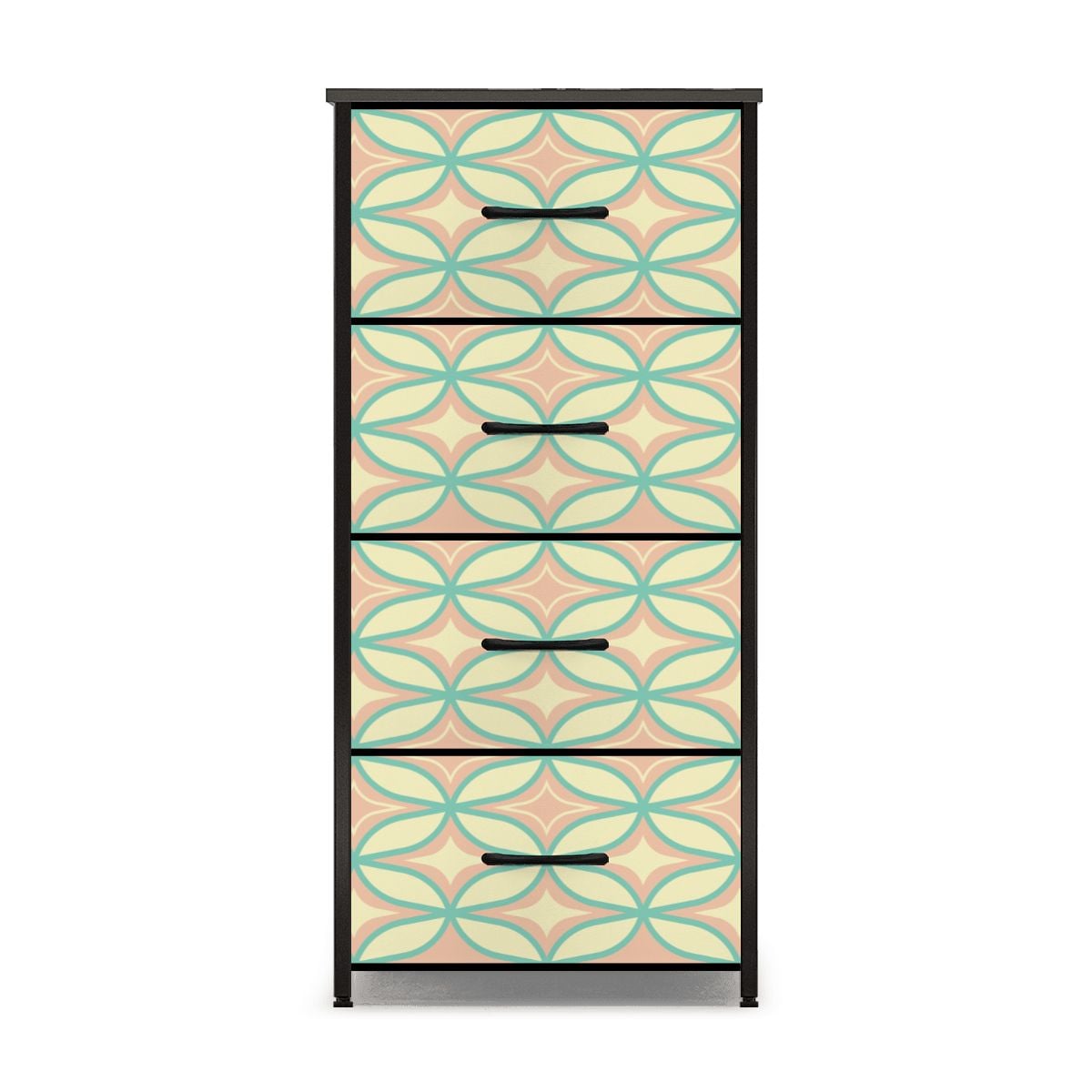 Mid Century Modern Starburst Diamond Pink, Mint Green 4-Drawer Dresser - Mid Century Modern Gal