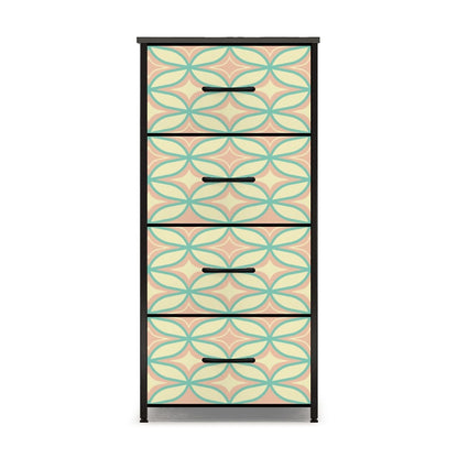 Mid Century Modern Starburst Diamond Pink, Mint Green 4-Drawer Dresser - Mid Century Modern Gal