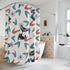 Atomic Cat Bathroom Shower Curtain, Kitschy MCM Boomerang Retro Bath Decor - Mid Century Modern Gal