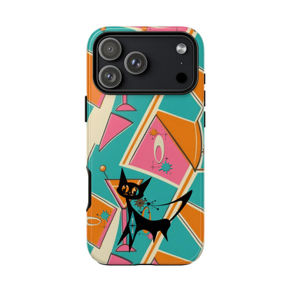 Atomic Cat Mid Mod Retro Cat Phone Case - Tough Cases for Stylish Cat Lovers