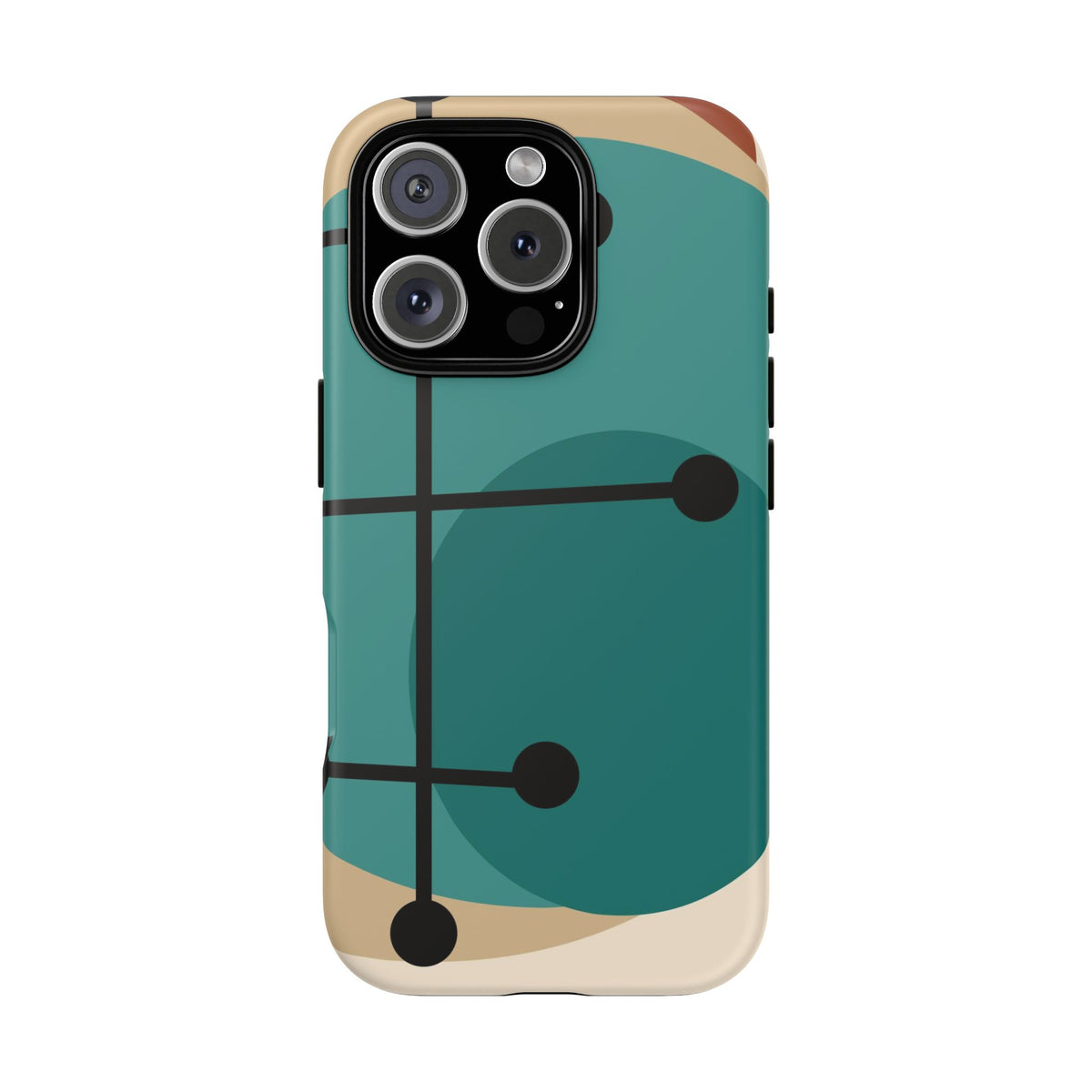 Mid Century Mod, Geometric, Retro Beige Teal Blue, Smart Phones Tough Phone Cases