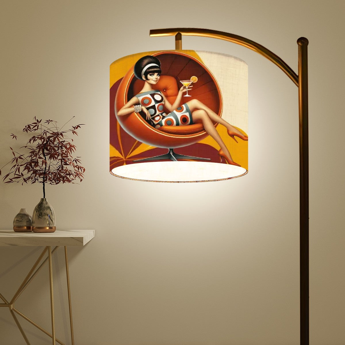 Mod 60s Groovy Retro Mog Gal Arc Floor Lamp Lighting