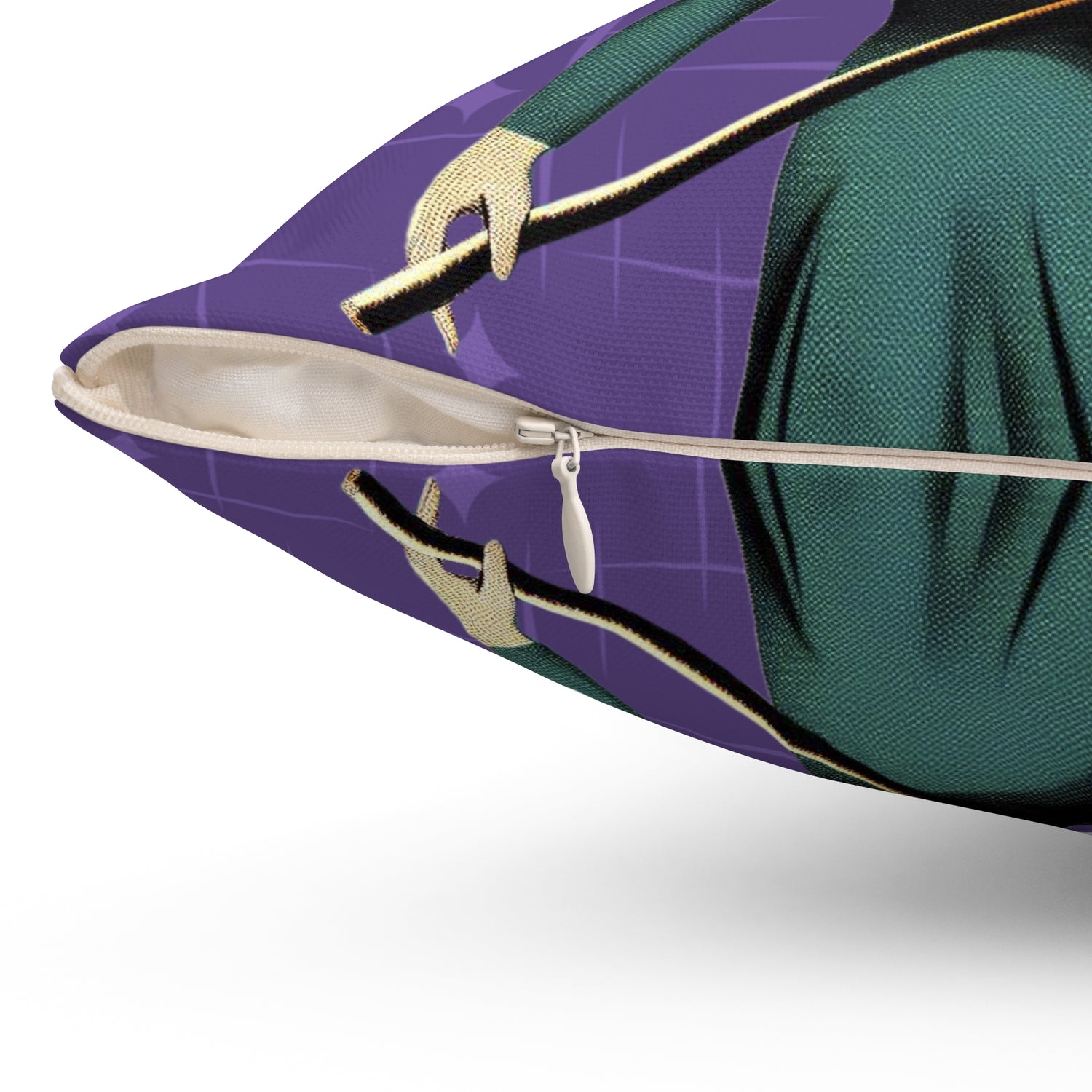 Mid Century Modern Vintage Pin Up Witch Halloween Purple Teal Halloween Pillow Cover and Insert - Mid Century Modern Gal